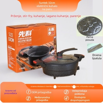 Xianke električni višefunkcionalni lonac, 5–6 L, 1200–1500 W, unutarnja posuda od aluminijske legure, para, prženje, kuhanje, dinstanje, teppanyaki