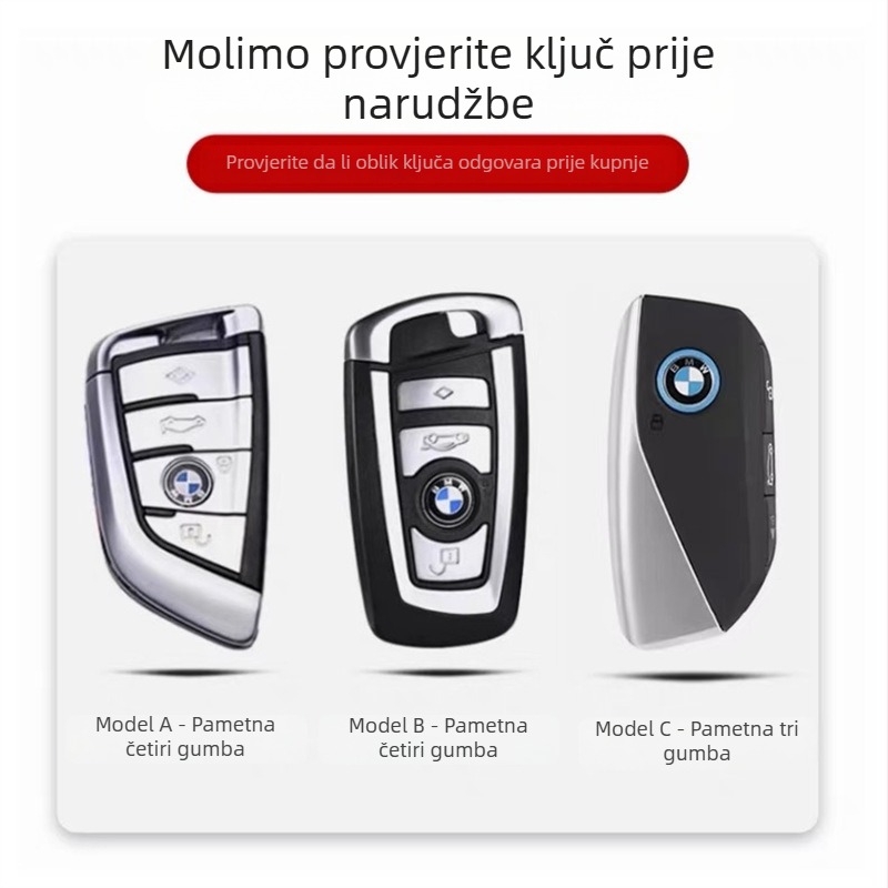 BMW kućište ključa – cinkova legura, vrhunski dizajn, prilagođena obrada, kompatibilno sa serijama 3/5/1/7 i X1–X6