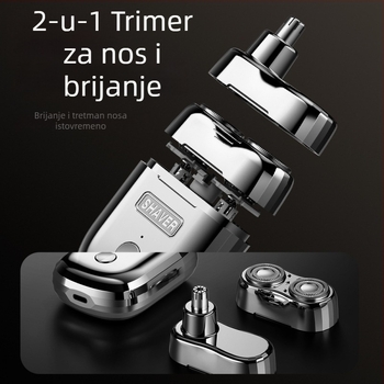 Električni trimer za nos i bradu s magnetskom dvostrukom glavom – prijenosni, punjivi, odvojiva i periva glava