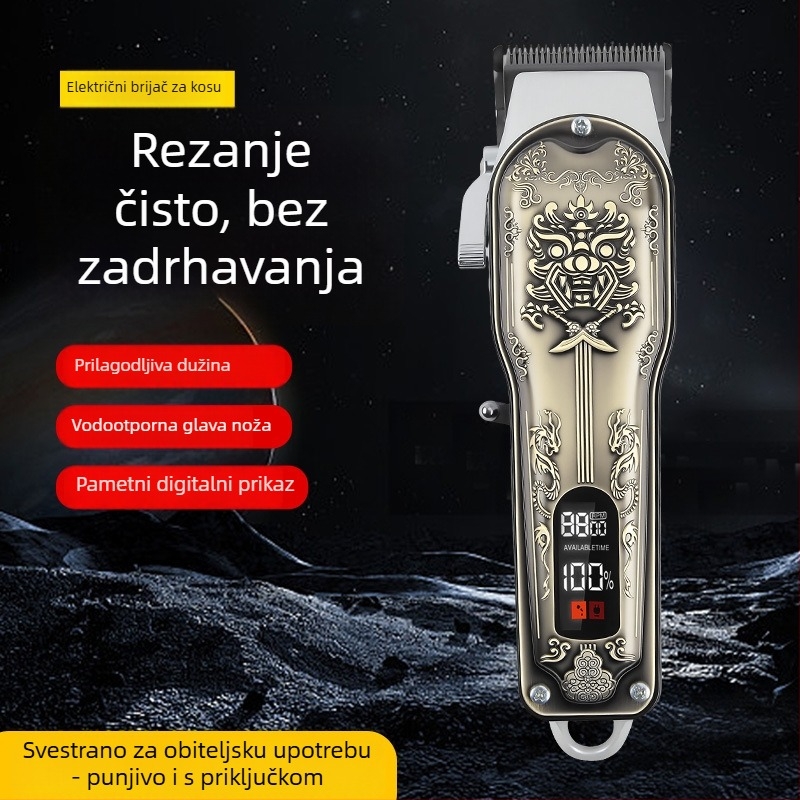 Vintage set za šišanje kose – Električni trimer s ugrađenom baterijom 1000-1200mAh, trajanje rada 1-3 h, četkasti motor, niska razina buke (<36 dB)