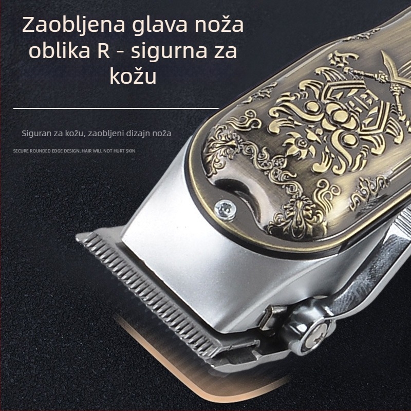 Vintage set za šišanje kose – Električni trimer s ugrađenom baterijom 1000-1200mAh, trajanje rada 1-3 h, četkasti motor, niska razina buke (<36 dB)