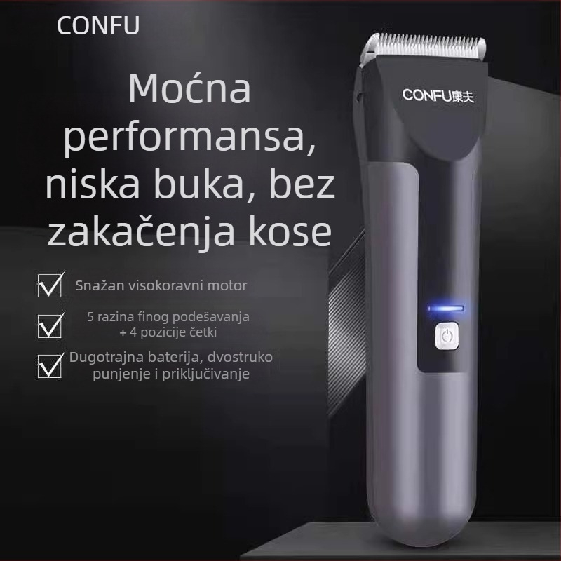 Conff KF-T123 Električni uređaj za šišanje kose s keramičkom oštricom, dvostruko napajanje (punjenje ili priključak), vodootporan i periv, univerzalna uporaba