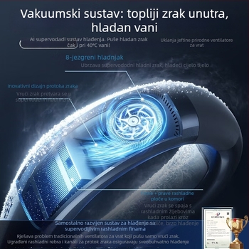 Ventilator za vrat s hlađenjem ledom, ugrađena baterija 4000–6000 mAh, trajanje 6–8 sati, 3 brzine