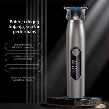 Šišač kose s ugrađenom baterijom 1200–2000 mAh, radno vrijeme 3–6 h, motor s četkicama, nože od nehrđajućeg čelika, vodootporan