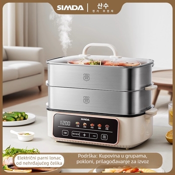 Dg-10a Nehrđajući čelik električni parni lonac – kapacitet >10 L, više od 3 slojeva, 1200W, 220V, funkcije: parenje, kuhanje, prženje, hot pot