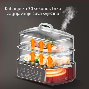 Dg-10a Nehrđajući čelik električni parni lonac – kapacitet >10 L, više od 3 slojeva, 1200W, 220V, funkcije: parenje, kuhanje, prženje, hot pot