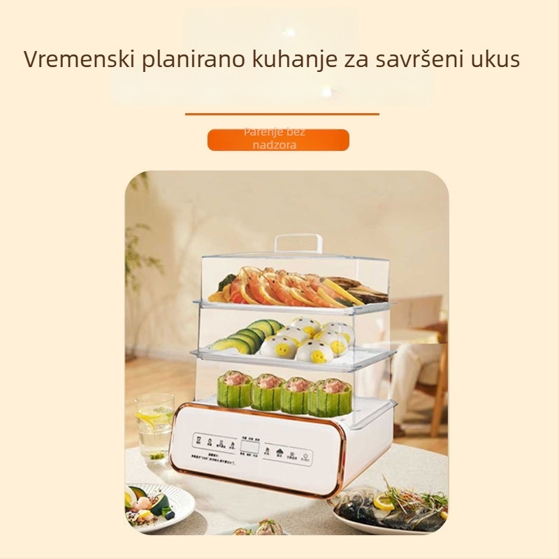 Električni parni lonac s trostrukim slojem, kapacitet 24 L, dodirno upravljanje, 800 W, 220 V/50 Hz