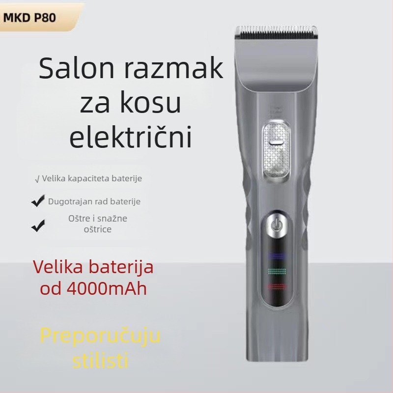 MUCATI profesionalni električni šišač za kosu za salon – tih rad ispod 36 dB, četkasti motor, oštrice od nehrđajućeg čelika, ugrađena baterija, odvojiva oštrica za pranje pod vodom