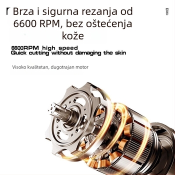 Kemei KM-1708 Električni uređaj za šišanje kose s četkastim motorom, nehrđajući čelik oštrice, ugrađena baterija 1000–1200mAh, radno vrijeme 3–6 sati, punjenje