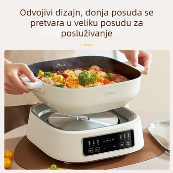 Električni parni lonac Midea ZGC282802, 1700W, 220V, kapacitet 10L+, 3-slojni, neprimijanjajući unutarnji lonac, parenje, kuhanje, prženje i hot pot