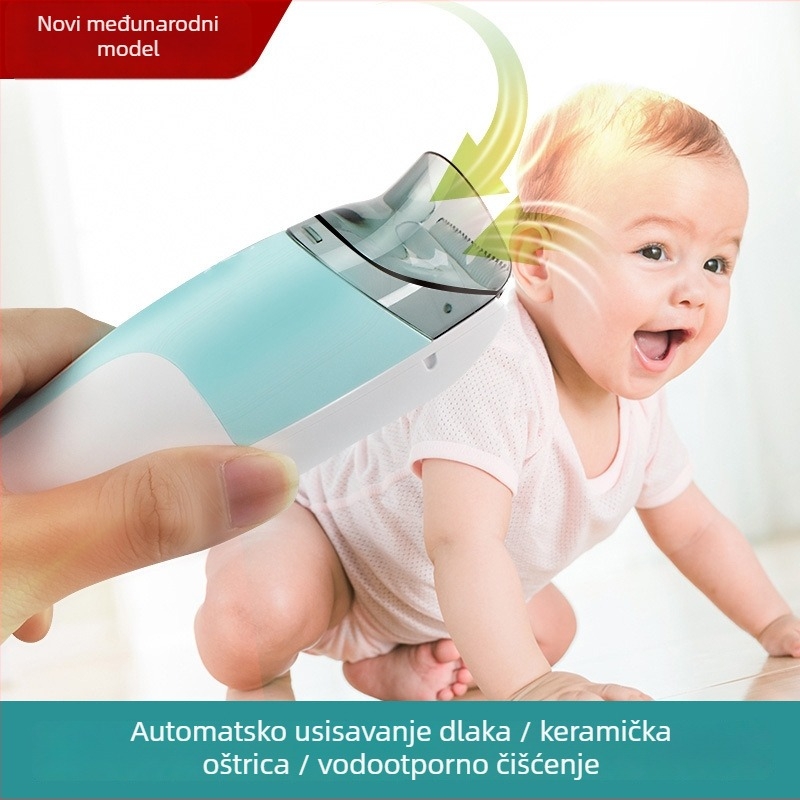 Automatski dječji makazice za kosu – USB punjive, dvostruka napaja, vodootporne, ugrađena baterija 500–800 mAh, buka 46–70 dB, vrijeme rada 0–1 h