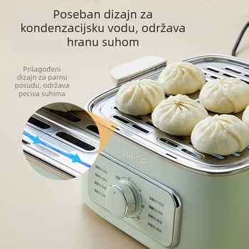 Trovrstni električni parni lonac ZN23FK930, kapacitet 8–10 L, unutarnja posuda od 304 nehrđajućeg čelika, 1000 W, mehaničko upravljanje