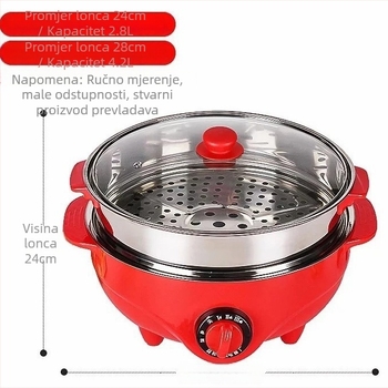 Električni parni lonac s dva sloja, 600W, kapacitet <6 L, nehrđajuća unutarnja posuda, pogodan za 6+ osoba, marka Liyou