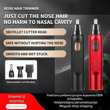 Električni trimer za nosne dlačice, s ugrađenom baterijom, punjiv, odvojiva oštrica, ABS kućište, trajanje baterije preko 7 dana
