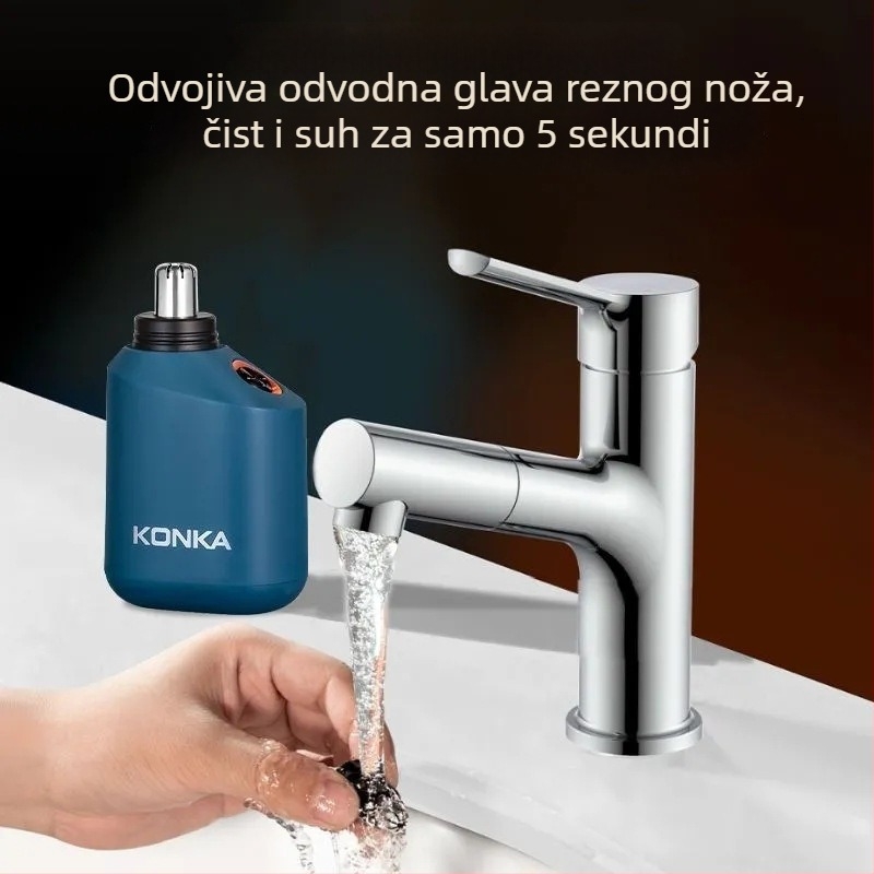 Električni trimer za nosne dlačice s ugrađenom baterijom, 100–300 mAh, punjenje, trajanje više od 15 dana, zamjenjiva glava za čišćenje