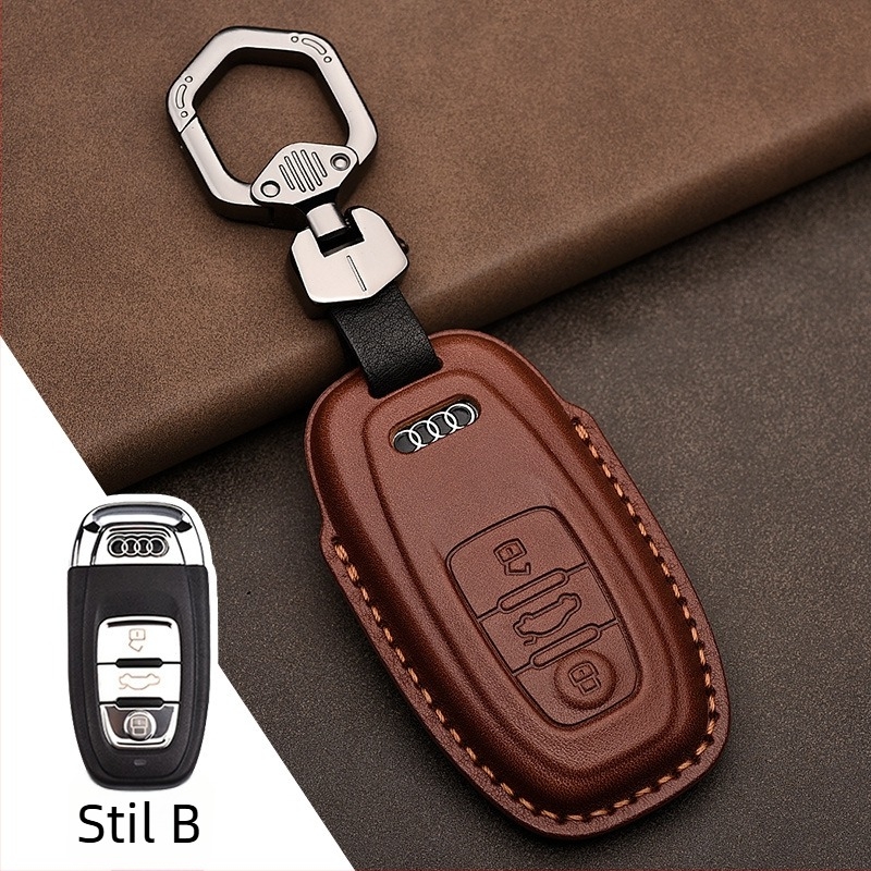 Kućište ključa automobila od vrhunske kravlje kože za Audi, koža toplopresovana, potpuno pokrivanje, poslovni stil, mogućnost prilagodbe