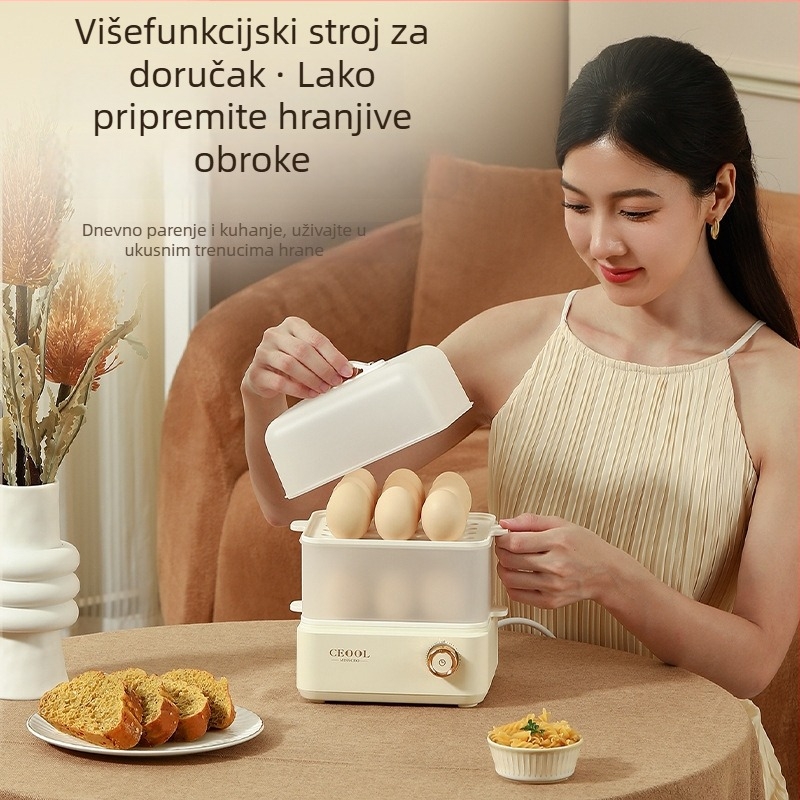 GC-XZG01 Dvostruki električni parni kuhalo za jaja i povrće, kapacitet 18 jaja, 200W, 220V, automatsko isključivanje