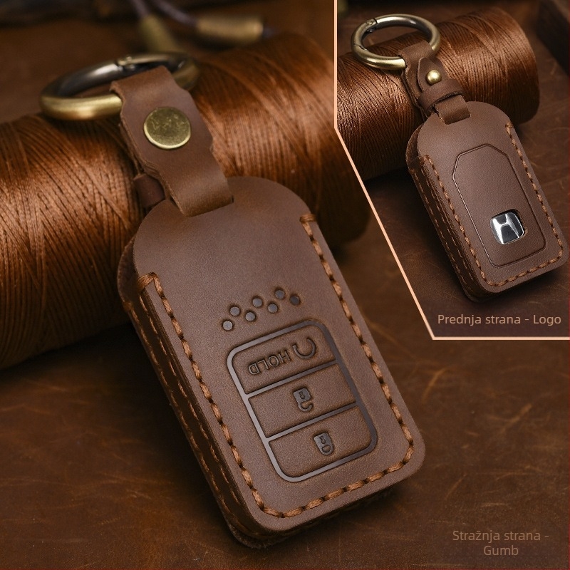 Yinuo futrola za ključ Honda od kože Crazy Horse, retro stil, kompatibilno s Civic, CR-V, Hybrid, Odyssey, XRV