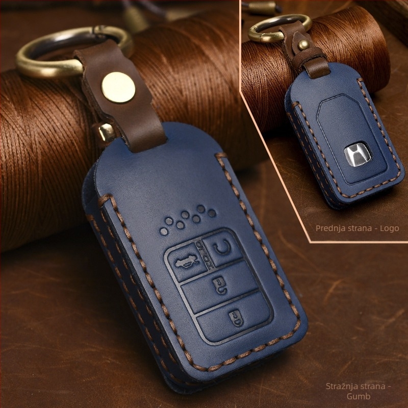 Yinuo futrola za ključ Honda od kože Crazy Horse, retro stil, kompatibilno s Civic, CR-V, Hybrid, Odyssey, XRV