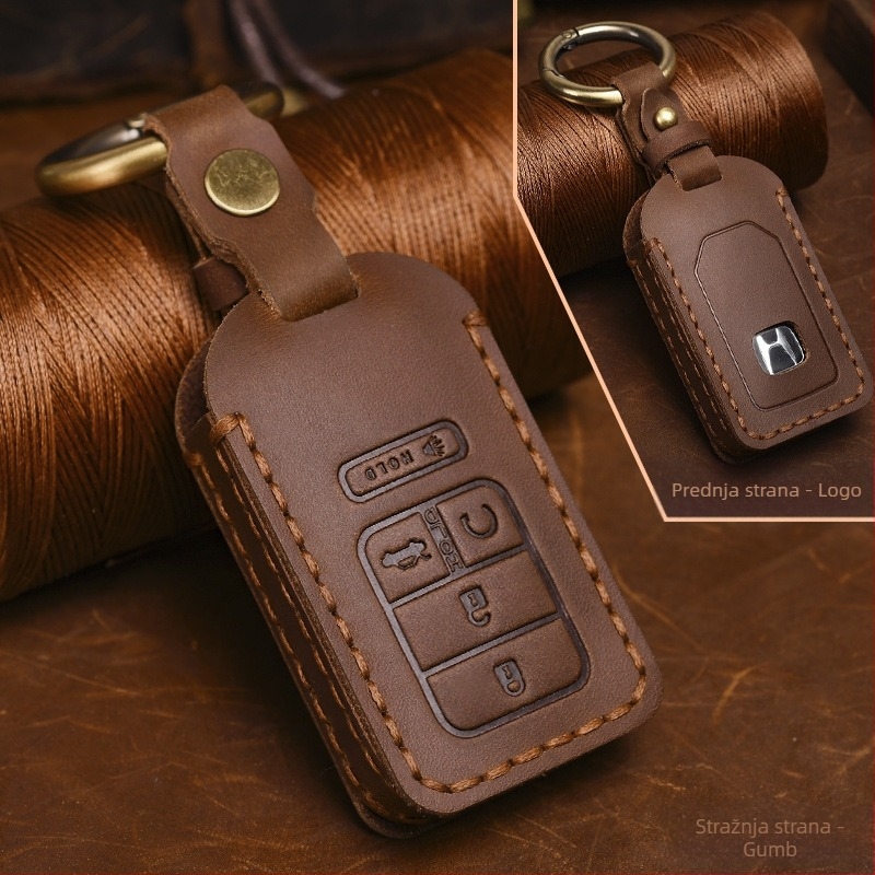 Yinuo futrola za ključ Honda od kože Crazy Horse, retro stil, kompatibilno s Civic, CR-V, Hybrid, Odyssey, XRV
