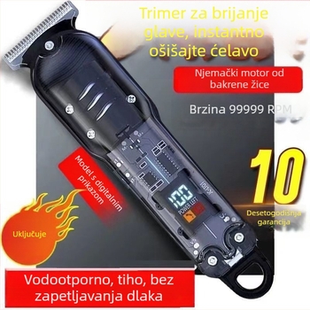 Električni trimer za glavu s titanijskim oštricom, bezčetkasti motor, 2-u-1 napajanje i automatsko čišćenje
