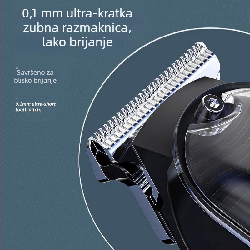 Električni trimer za glavu s titanijskim oštricom, bezčetkasti motor, 2-u-1 napajanje i automatsko čišćenje