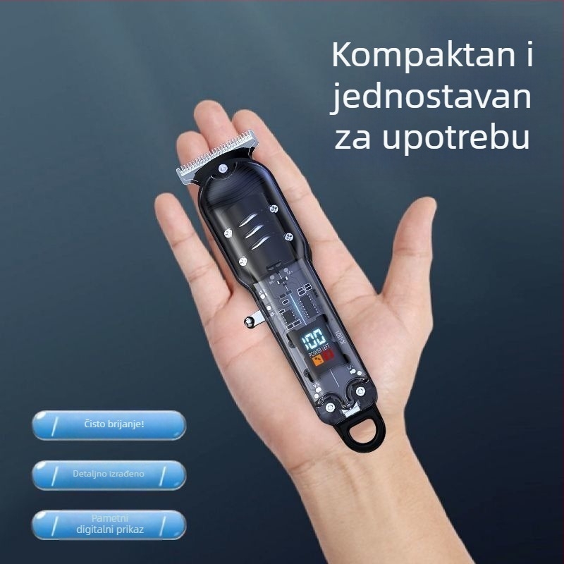 Električni trimer za glavu s titanijskim oštricom, bezčetkasti motor, 2-u-1 napajanje i automatsko čišćenje