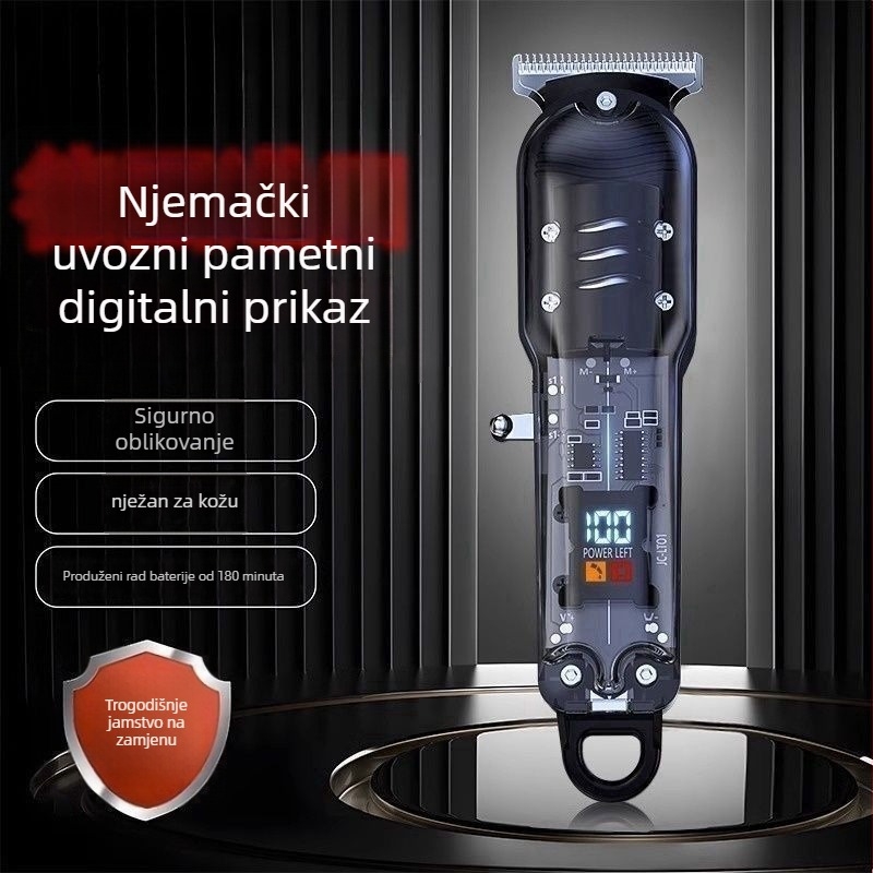 Električni trimer za glavu s titanijskim oštricom, bezčetkasti motor, 2-u-1 napajanje i automatsko čišćenje