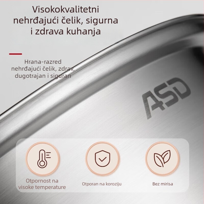 Asd parni kuhalo, 3-slojni debeli od nehrđajućeg čelika serije 400, kompatibilno sa svim pločama štednjaka