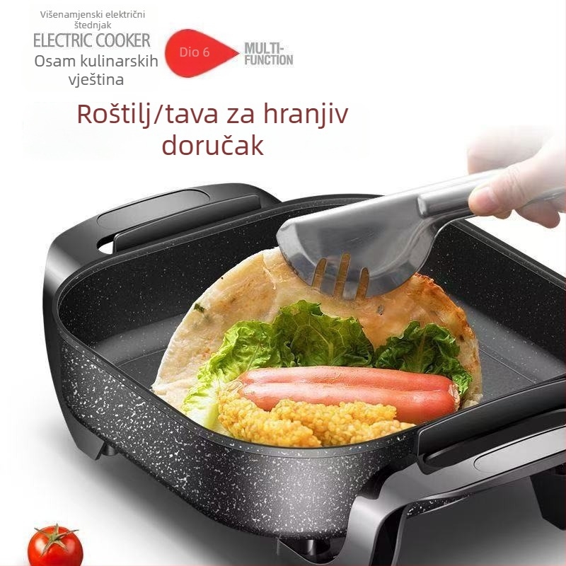 Domaći višenamjenski električni lonac s integriranim wokom i mogućnostima kuhanja, neprimjanjajuće dno