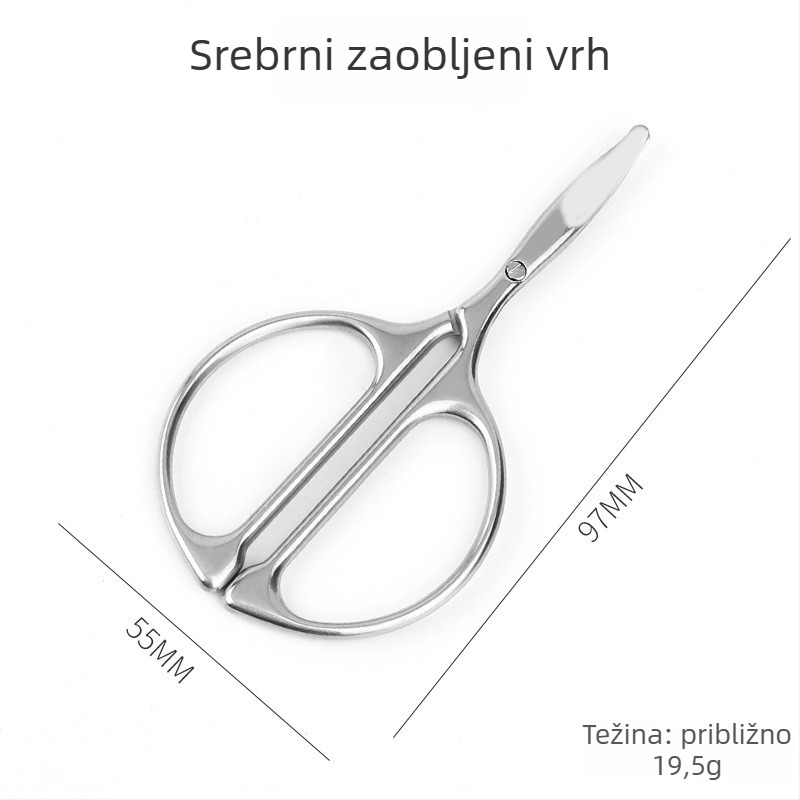 Set škarica od nehrđajućeg čelika s okruglim vrhom — trimer za nosne dlačice, škarice za obrve i kozmetičke škarice, ručni precizni alat