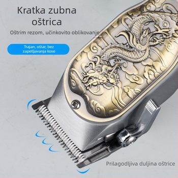 Električni šišač za kosu, punjivi, s odvojljivom perivom glavom za rezanje, noževi od nehrđajućeg čelika, četkasti motor, ugrađena baterija 1200–2000 mAh