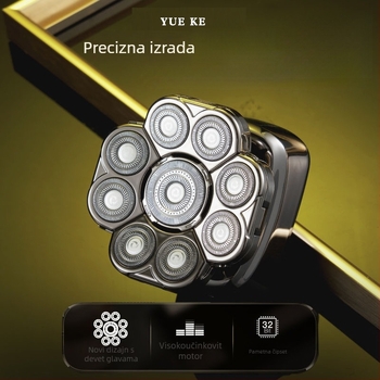 Električni brijač za ćelavu glavu, trajanje baterije 60+ minuta, dvostruko napajanje (punjenje/struja), četkasti motor, baterija 6000 mAh+ zamjenjiva