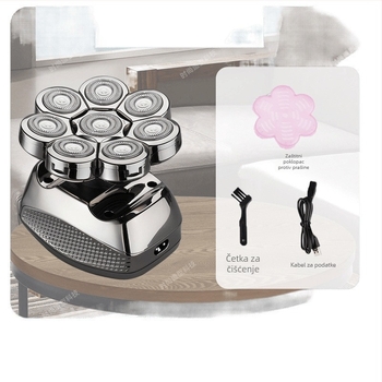 Električni brijač za ćelavu glavu, trajanje baterije 60+ minuta, dvostruko napajanje (punjenje/struja), četkasti motor, baterija 6000 mAh+ zamjenjiva