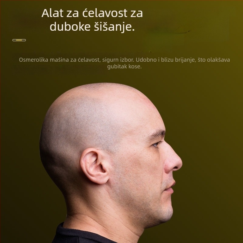Električni brijač za ćelavu glavu, trajanje baterije 60+ minuta, dvostruko napajanje (punjenje/struja), četkasti motor, baterija 6000 mAh+ zamjenjiva