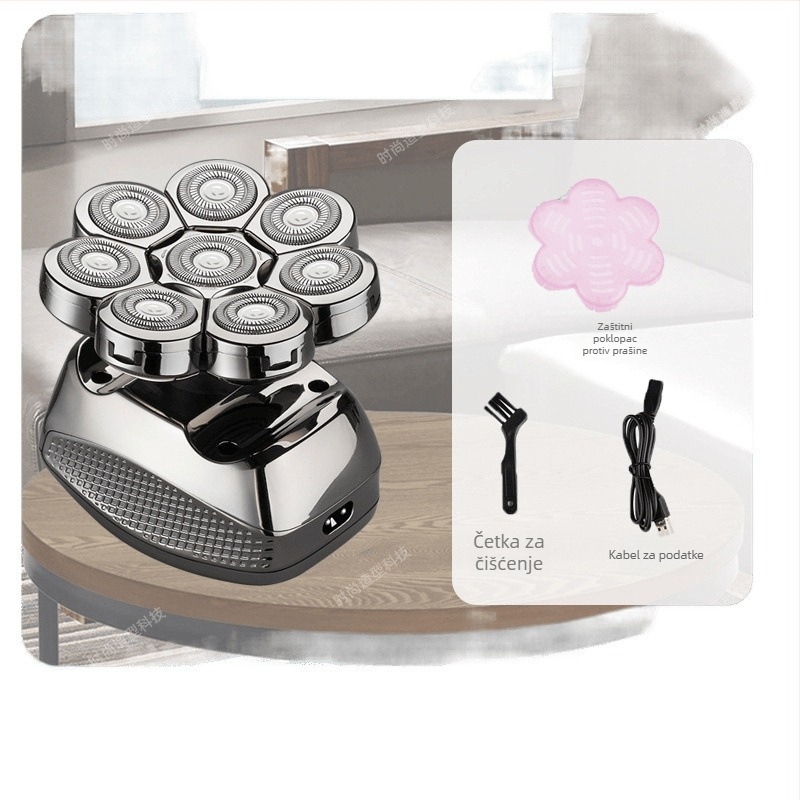 Električni brijač za ćelavu glavu, trajanje baterije 60+ minuta, dvostruko napajanje (punjenje/struja), četkasti motor, baterija 6000 mAh+ zamjenjiva