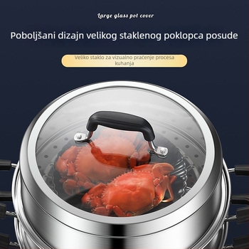 Parni lonac od 304 nehrđajućeg čelika, trostruki sloj, velika zapremina, stakleni poklop, model CC2032U