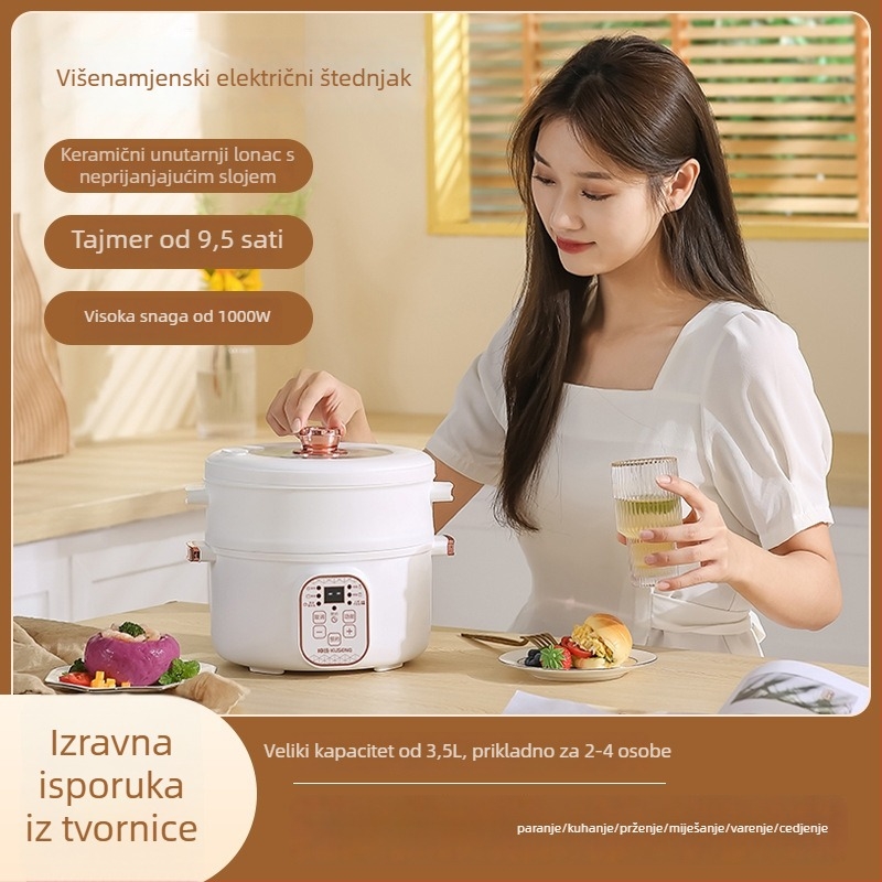 Električna lonac za dinstanje i kuhanje – 600 W, 1,8 L, za 1–2 porcije, funkcija protiv suhog sagorijevanja