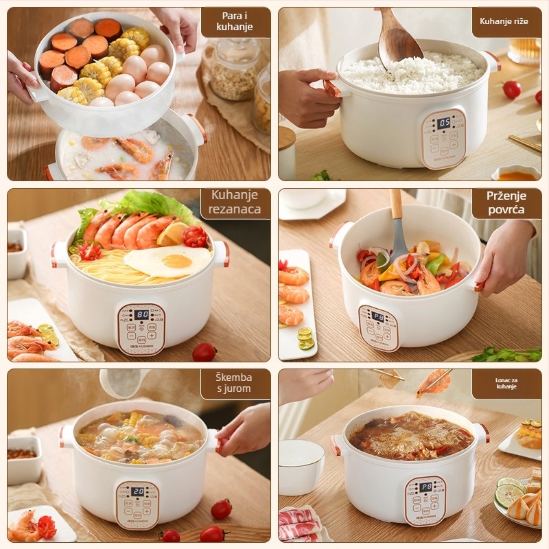 Električna lonac za dinstanje i kuhanje – 600 W, 1,8 L, za 1–2 porcije, funkcija protiv suhog sagorijevanja