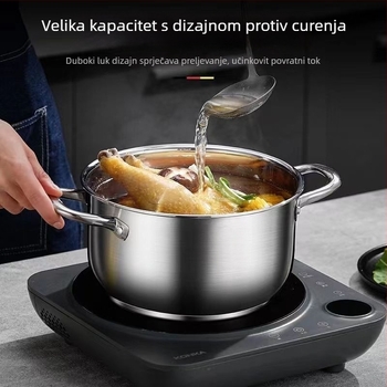 Dvostruki lonac za paru za juhe, od 410 inox čelika, stakleni poklopac, dubina 12 cm, pogodan za običan štednjak