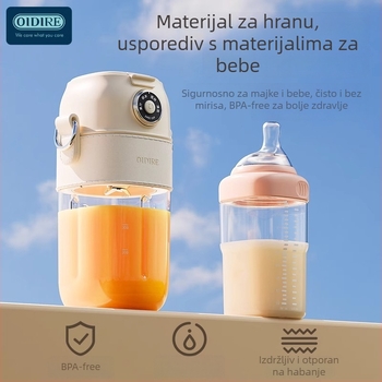 OIDIRE Prijenosna Električna Čaša Sokova, 70W, Ugrađena Baterija, Kapacitet 0.4 L, 7.4V, Plastično Tijelo