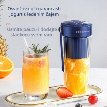 Prijenosna čaša za sok s bežičnim punjenjem, 200W, 18000 rpm, 5+ oštrica, kapacitet 401–600 ml