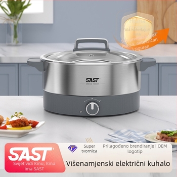 Električna posuda za kuhanje, kapacitet 4–5 L, nehrđajući čelik, snaga 1201–1500 W, funkcije: prženje, kuhanje, dinstanje, kuhanje na laganoj vatri