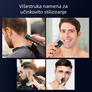 Profesionalni set za šišanje kose - punjivi, ugrađena baterija, četkasti motor, nehrđajući čelik oštrice, buka 46–70 dB