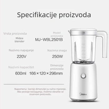 Midea višenamjenski aparat za bebinu hranu i sokove, 18000 rpm, 4 oštrice, 150W, 220V, materijal pogodan za hranu