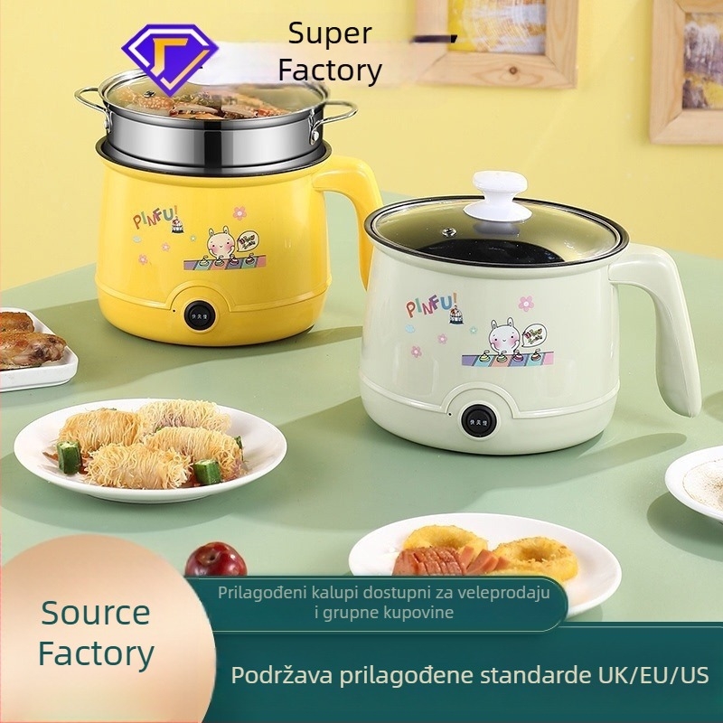 Električna mini posuda za jednu osobu – neprijanjajući premaz, 1,6 L, 600 W, prilagodljivo 110–220 V, trooslojni parni sustav, višenamjensko kuhanje