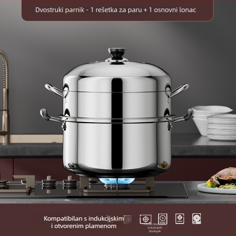Kućni posuda za paru od nehrđajućeg čelika, višeslojni parovac s košarom, za indukcijsku ploču, 2025 model