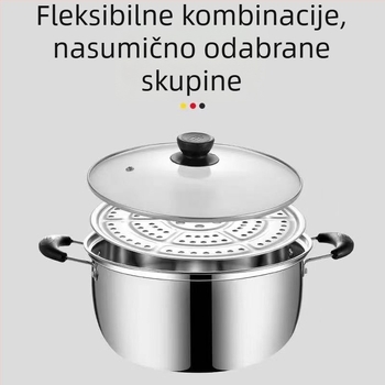 HX-022 Lonac za paru od nehrđajućeg čelika 201, jednoslojno dno, stakleni poklopac, pogodan za plin i indukciju