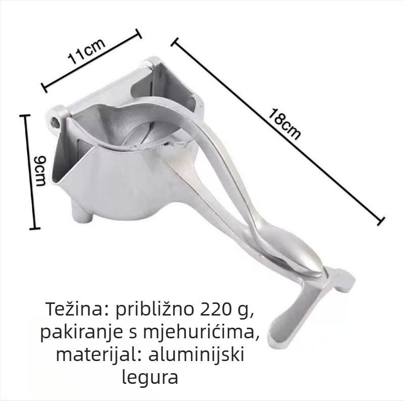 Ručna presa za sok, aluminijska legura, prijenosna, neelektrična, pogodna za limun, naranču, nar i šećernu trsku