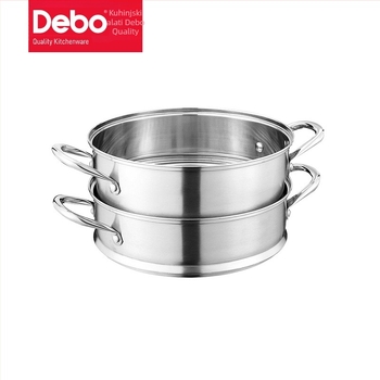 Trostruki posuda za paru od nehrđajućeg čelika, s dvostrukim dnom, kompatibilna s indukcijskim i plinskim štednjacima